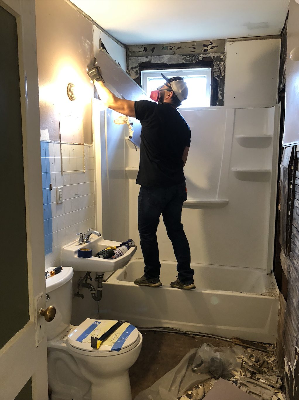 Bathroom before restoration: second angle of original condition